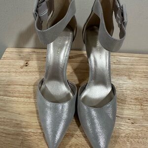Pelle Moda Silver Ankle Strap Heels